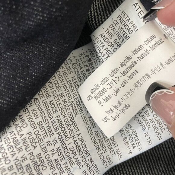 Zara Women Blazer Jacket Denim L Large Dark Blue Lyocell Cotton NWOT - Picture 7 of 10